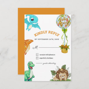 Niedlich Little Dino Baby Dusche RSVP Karte