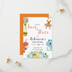 Niedlich Little Dino Baby Dusche Save The Date