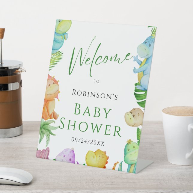 Niedlich Little Dino Baby Dusche Sockelschild (In SItu)