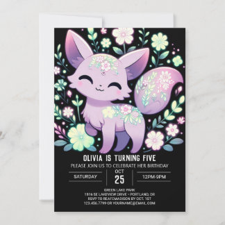 Niedlich Little Fox Digital Geburtstag Einladung