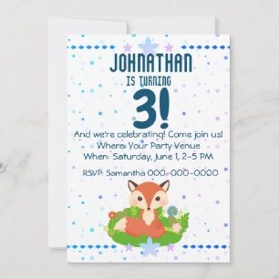 Niedlich Little Fox Geburtstag Einladung