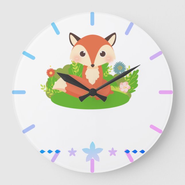 Niedlich Little Fox Große Wanduhr (Vorderseite)