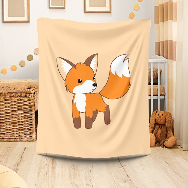Niedlich Little Fox Peach Beige Fleecedecke (Von Creator hochgeladen)
