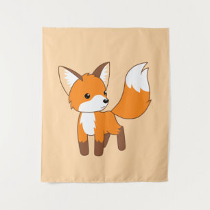 Niedlich Little Fox Peach Beige Wandteppich
