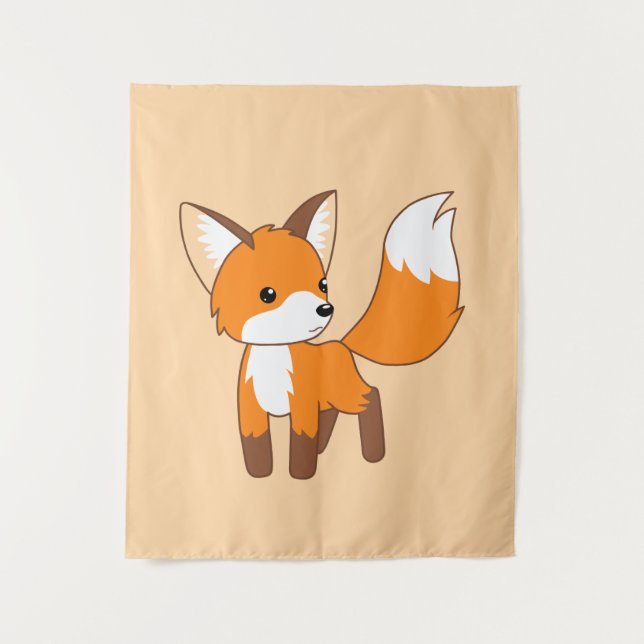 Niedlich Little Fox Peach Beige Wandteppich (Vorderseite)