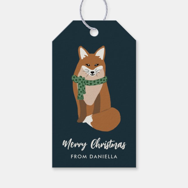 Niedlich Little Fox Personalisiert Weihnachten Geschenkanhänger (Vorderseite)