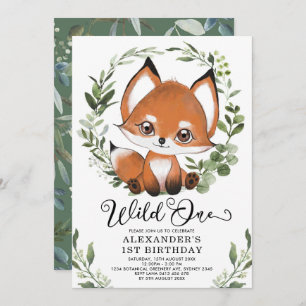 Niedlich Little Fox Wild One Woodland 1. Geburtsta Einladung