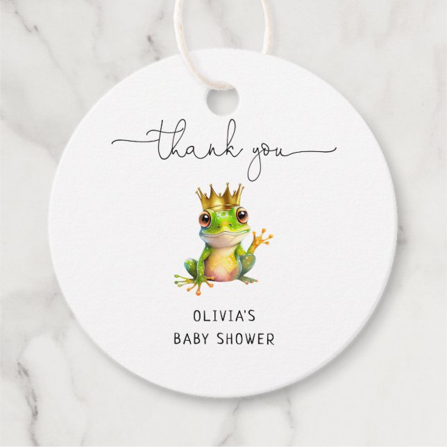 Niedlich Little Frog Minimal Baby Dusche Danke Geschenkanhänger (Vorderseite)
