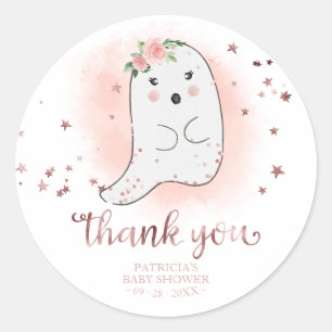 Niedlich Little Ghost Halloween Kinderdusche Danke Runder Aufkleber