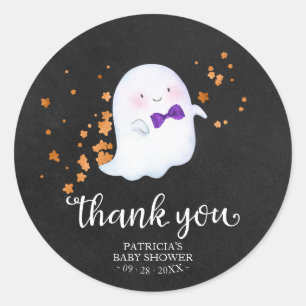 Niedlich Little Ghost Halloween Kinderdusche Danke Runder Aufkleber