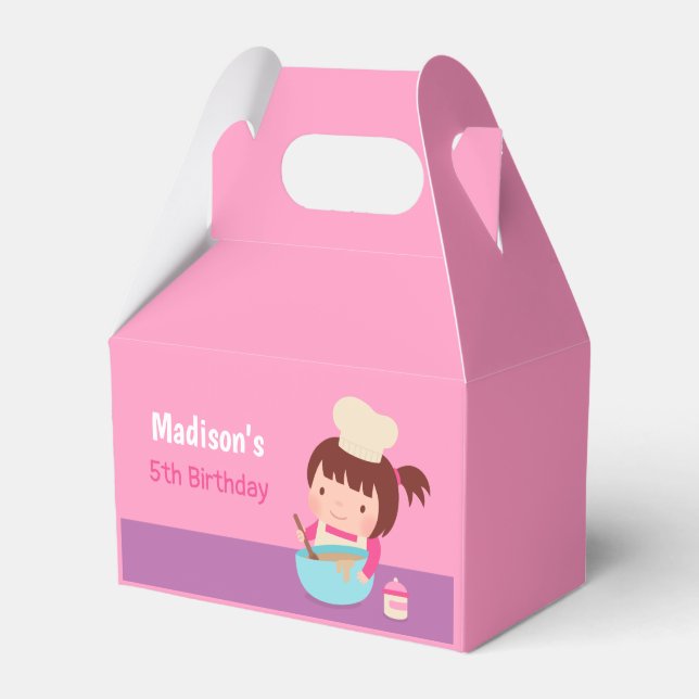 Niedlich Little Girl Backen Koch Geburtstagsparty Geschenkschachtel (Vorderseite)