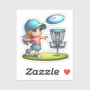 Niedlich Little Girl Disk Golf Cartoon Aufkleber