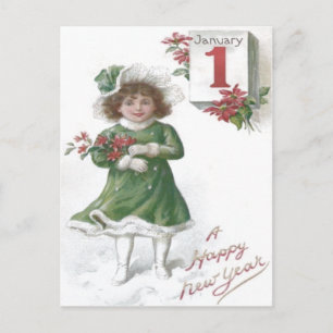Niedlich Little Girl Poinsettias Poinsettia Postkarte