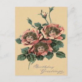 Niedlich Little Girl Rose Postkarte