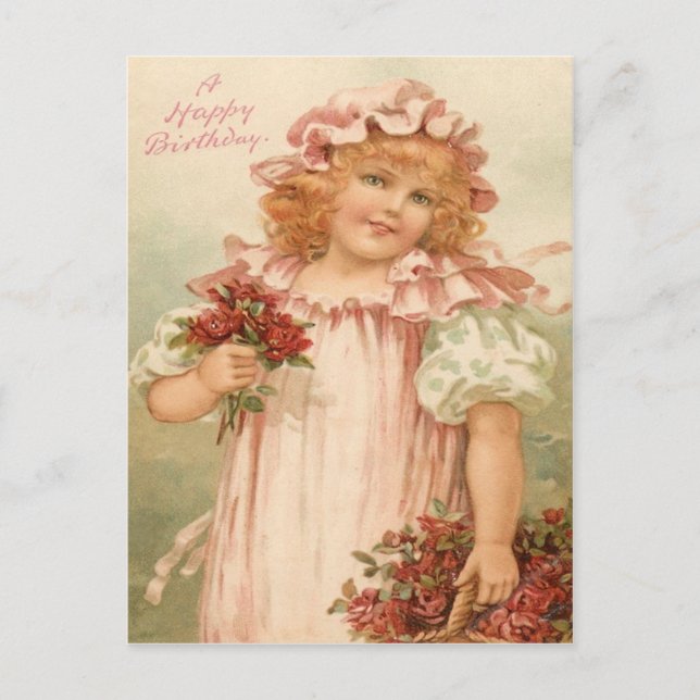 Niedlich Little Girl Rose Rose Aktionskorb Postkarte (Vorderseite)