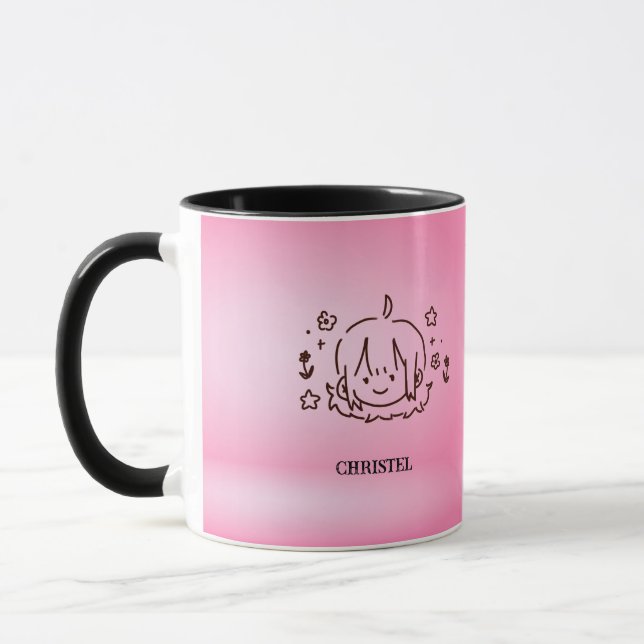 Niedlich Little Girl Tasse Rosa Personalisiert (Links)