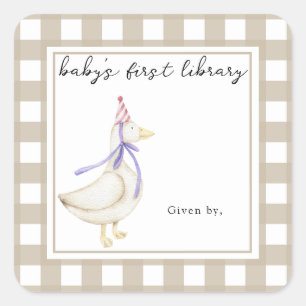 Niedlich Little Goose Baby's erste Bibliothek Quadratischer Aufkleber