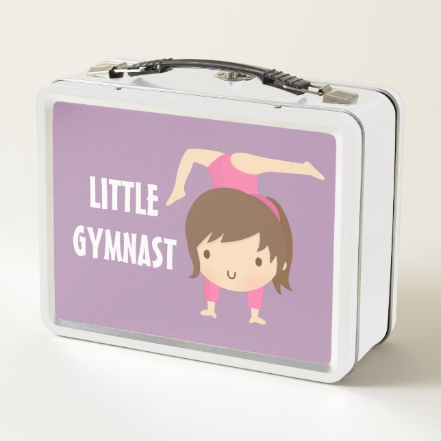 Niedlich Little Gymnast Girl Gymnastik Pose Mittag Metall Brotdose (Rückseite)