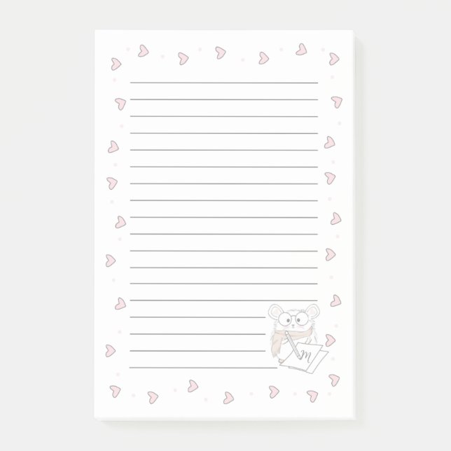 Niedlich Little Hamster Hearts Monogram Post-it Klebezettel (Vorderseite)