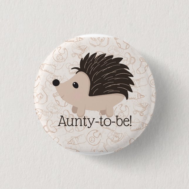 Niedlich Little Igel Aunty wird Kinderdusche Button (Vorderseite)