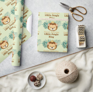 Niedlich Little Jungle Lion Birthday Geschenkpapier