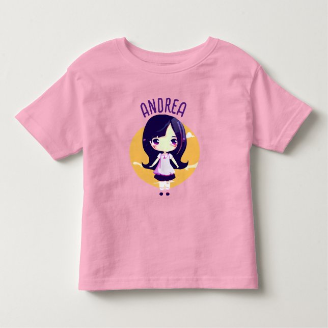 Niedlich Little Kawaii Anime Girl Personalisiert Kleinkind T-shirt (Vorderseite)