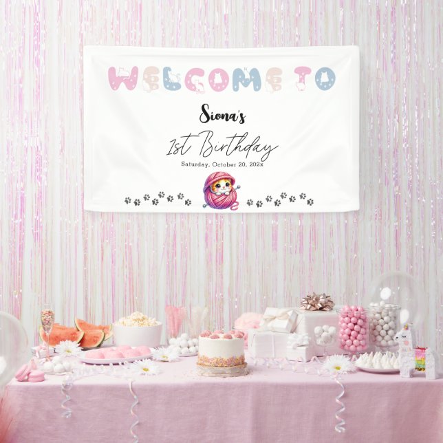 Niedlich Little Kitten 1. Geburtstag Party Banner (Party)