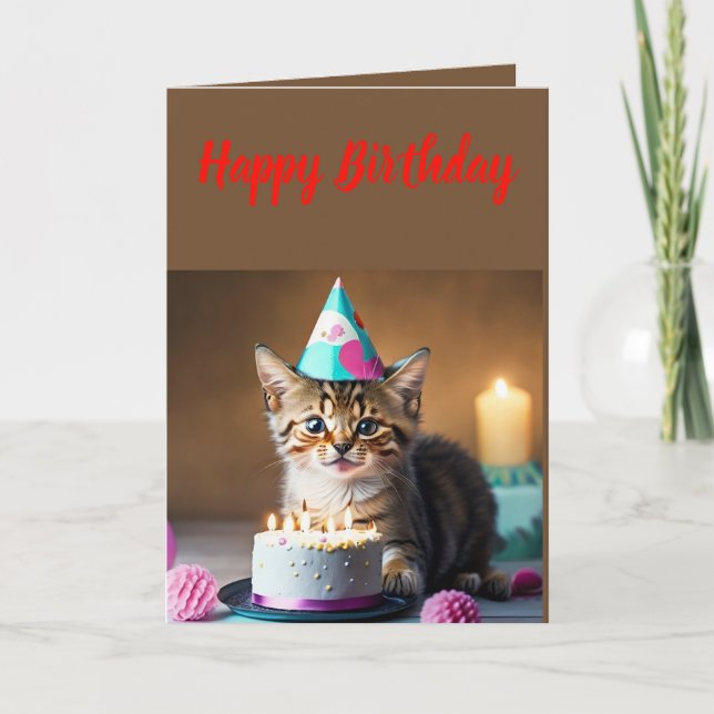 Niedlich Little Kitten Geburtstag Karte (Vorderseite)