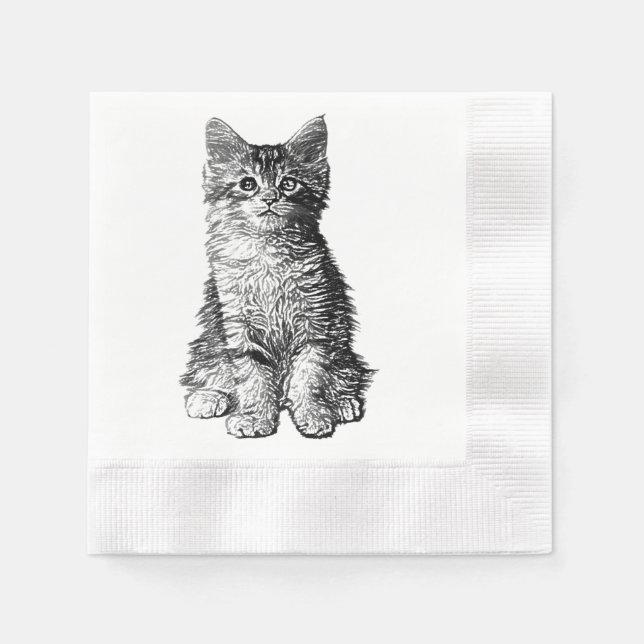Niedlich Little Kitten Serviette (Vorderseite)