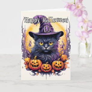 Niedlich Little Kitty Cat Hexe Halloween Karte