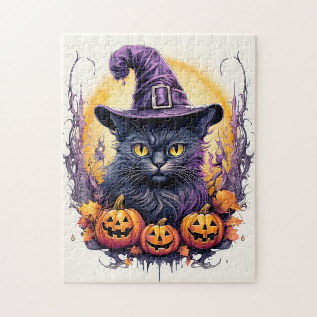 Niedlich Little Kitty Cat Hexe Puzzle (Vertikal)