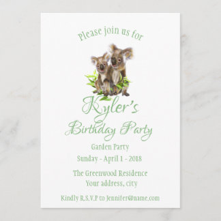 Niedlich Little Koala Bear Australian Animal Birth Einladung