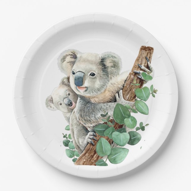 Niedlich Little Koala Bear Australische Tierkunst Pappteller (Vorderseite)