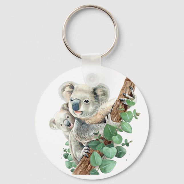 Niedlich Little Koala Bear Australische Tierkunst Schlüsselanhänger (Vorderseite)