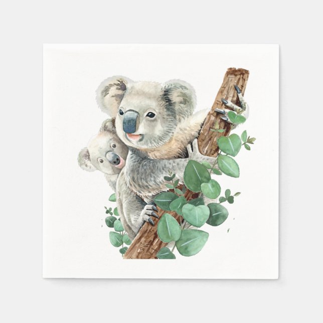 Niedlich Little Koala Bear Australische Tierkunst Serviette (Vorderseite)