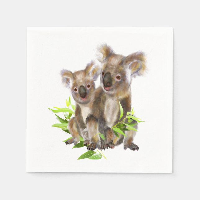 Niedlich Little Koala Bear Australische Tierkunst Serviette (Vorderseite)