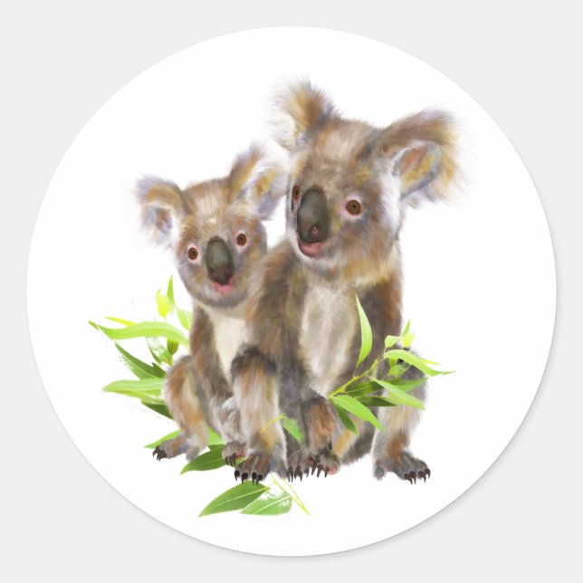 Niedlich Little Koala Bear Australisches Tier Runder Aufkleber (Vorderseite)
