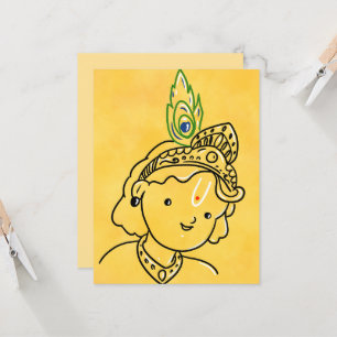 Niedlich Little Krishna Art Grußkarte Karte