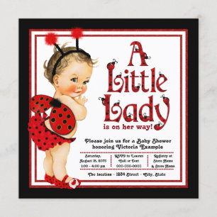 Niedlich Little Lady Red Ladybug Babydusche Einladung