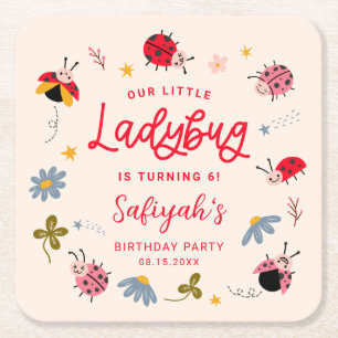 Niedlich Little Ladybug Geburtstagspartei Rechteckiger Pappuntersetzer