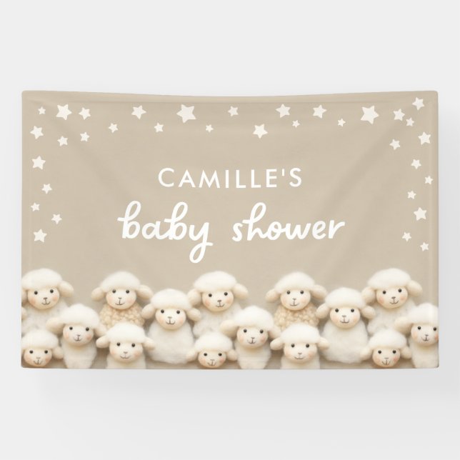 Niedlich Little Lamb Baby Dusche Banner (Horizontal)