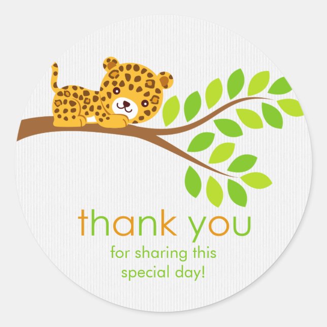 Niedlich Little Leopard Vielen Dank Sticker (Vorderseite)