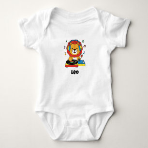 Niedlich Little Lion DJ Music   Personalisiert Baby Strampler