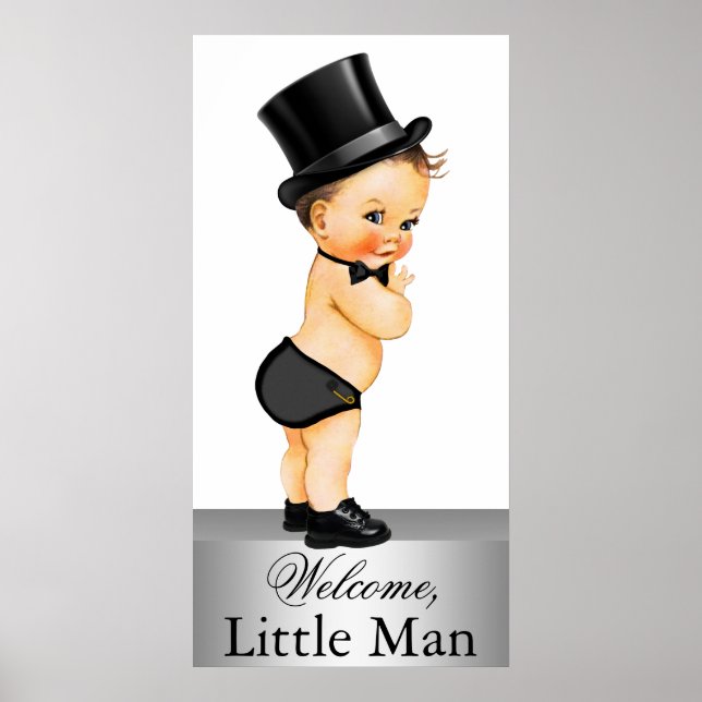 Niedlich Little Man Baby Duschbanner Poster (Vorne)
