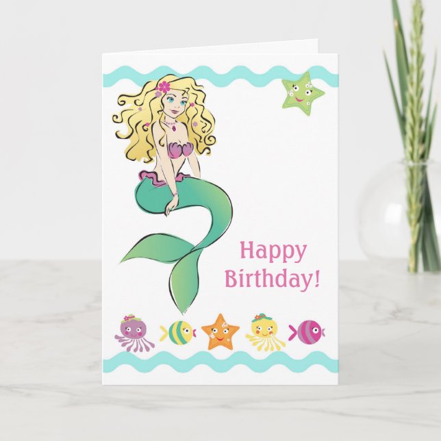 Niedlich Little Mermaid Karte (Vorderseite)