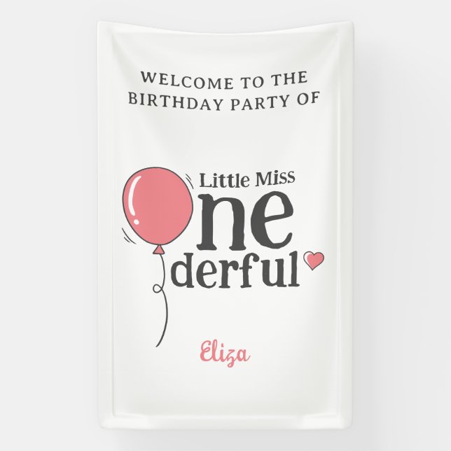 Niedlich Little Miss Onederful Party Willkommen Banner (Vertikal)