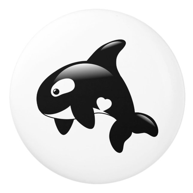 Niedlich Little Orca Whale Keramikknauf (Vorderseite)