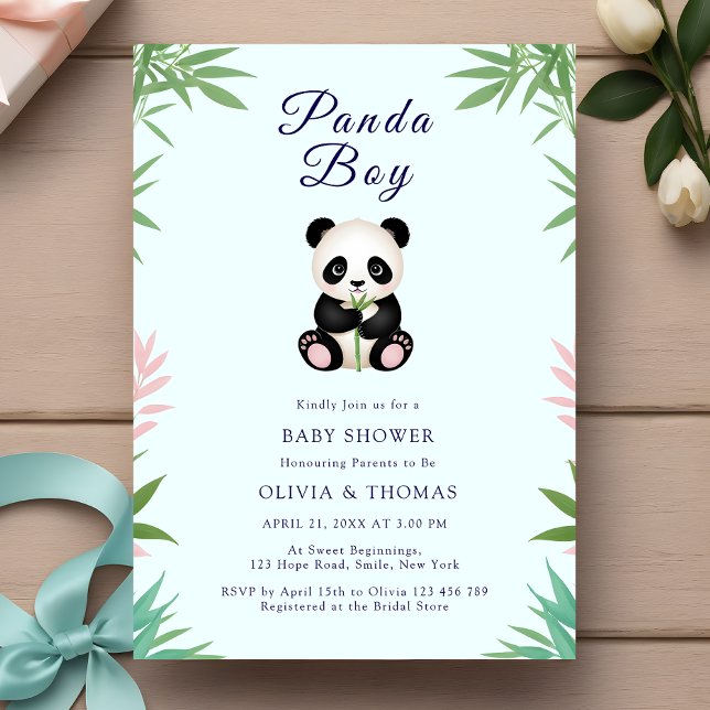 Niedlich Little Panda Boy Baby Dusche Einladung (Von Creator hochgeladen)