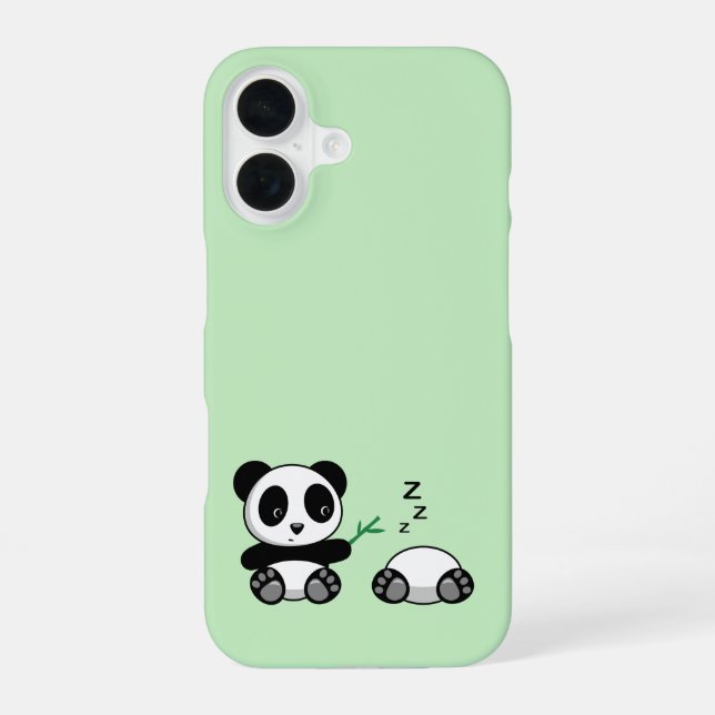 Niedlich Little Pandas auf Green iPhone 16 Hülle (Rückseite)
