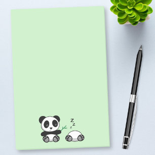 Niedlich Little Pandas auf Green Post-it Klebezettel